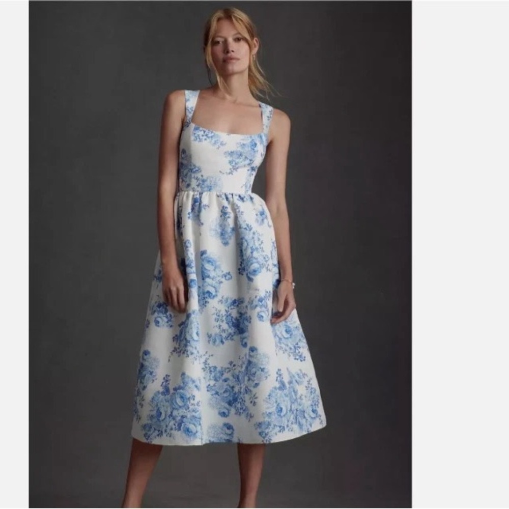Sachin + Babi Blue and White Floral Midi Dress size 16